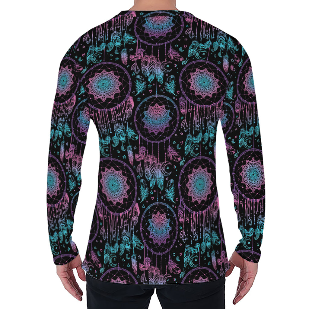 Purple And Blue Dream Catcher Print Men's Long Sleeve T-Shirt