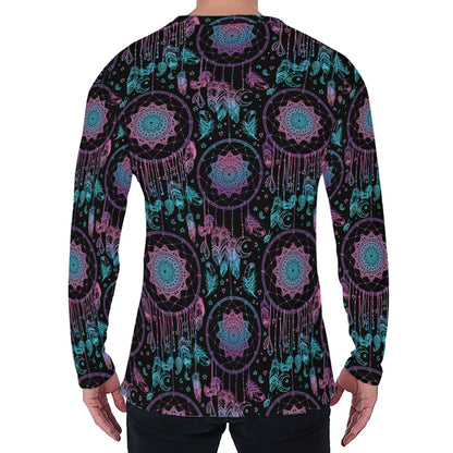 Purple And Blue Dream Catcher Print Men's Long Sleeve T-Shirt
