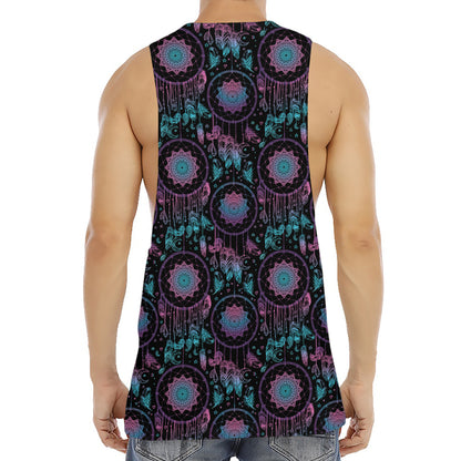 Purple And Blue Dream Catcher Print Men's Muscle Tank Top