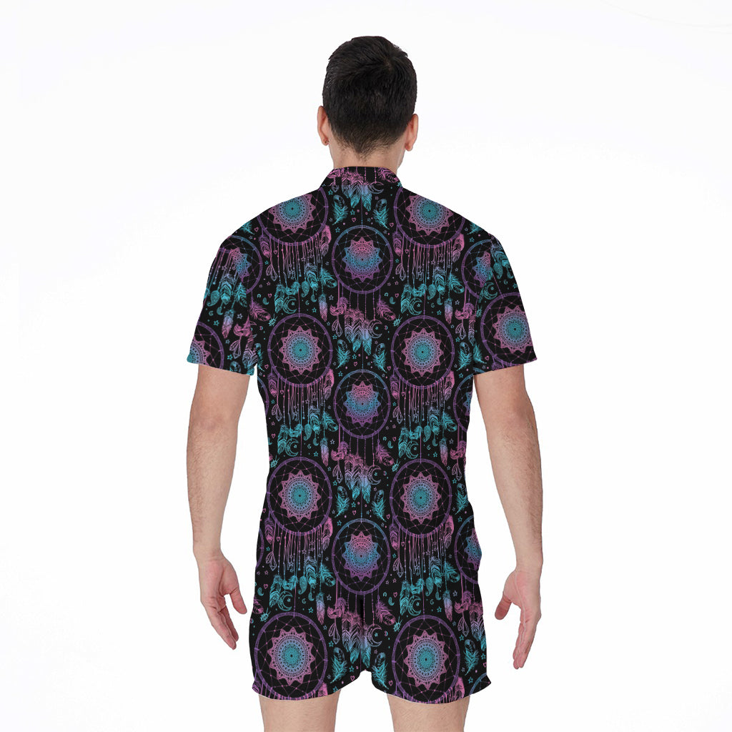 Purple And Blue Dream Catcher Print Men's Rompers