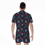 Purple And Blue Dream Catcher Print Men's Rompers