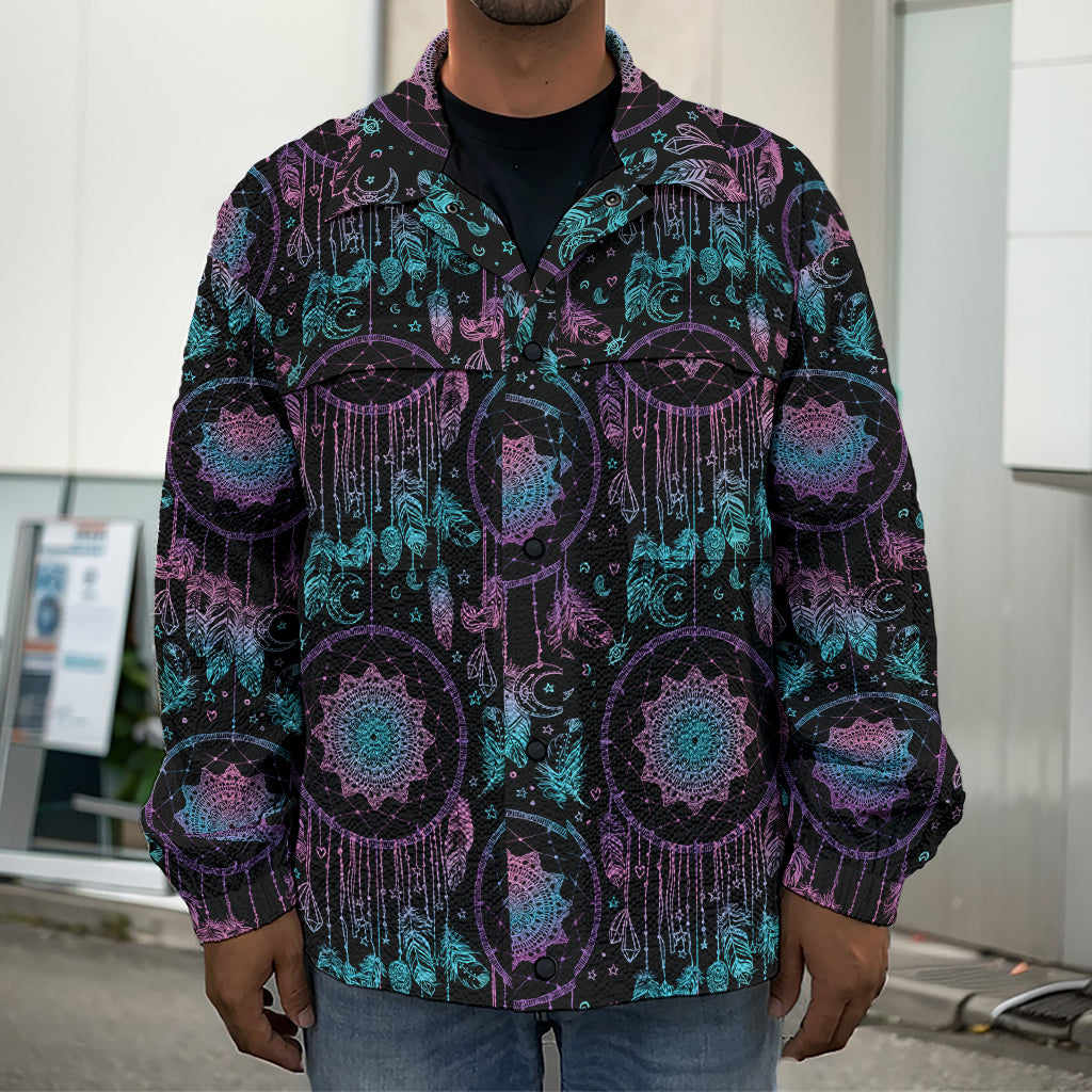 Purple And Blue Dream Catcher Print Men's Shirt Jacket