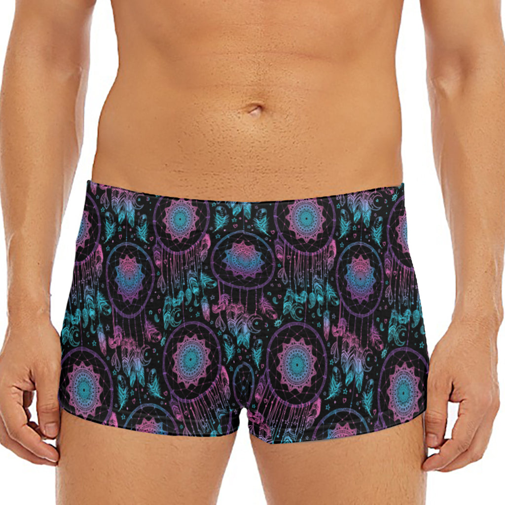 Purple And Blue Dream Catcher Print Men's Short Boxer Briefs