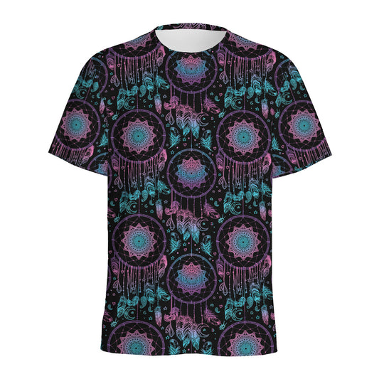 Purple And Blue Dream Catcher Print Men's Sports T-Shirt