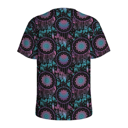 Purple And Blue Dream Catcher Print Men's Sports T-Shirt