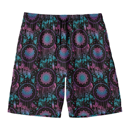 Purple And Blue Dream Catcher Print Men's Swim Trunks