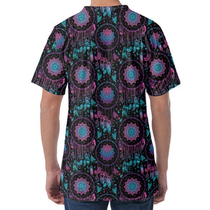 Purple And Blue Dream Catcher Print Men's Velvet T-Shirt