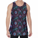 Purple And Blue Dream Catcher Print Men's Velvet Tank Top