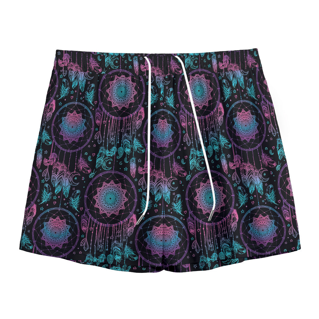 Purple And Blue Dream Catcher Print Mesh Shorts