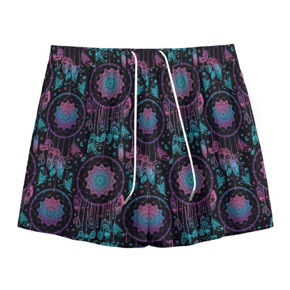 Purple And Blue Dream Catcher Print Mesh Shorts