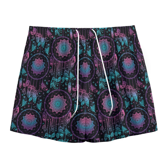 Purple And Blue Dream Catcher Print Mesh Shorts