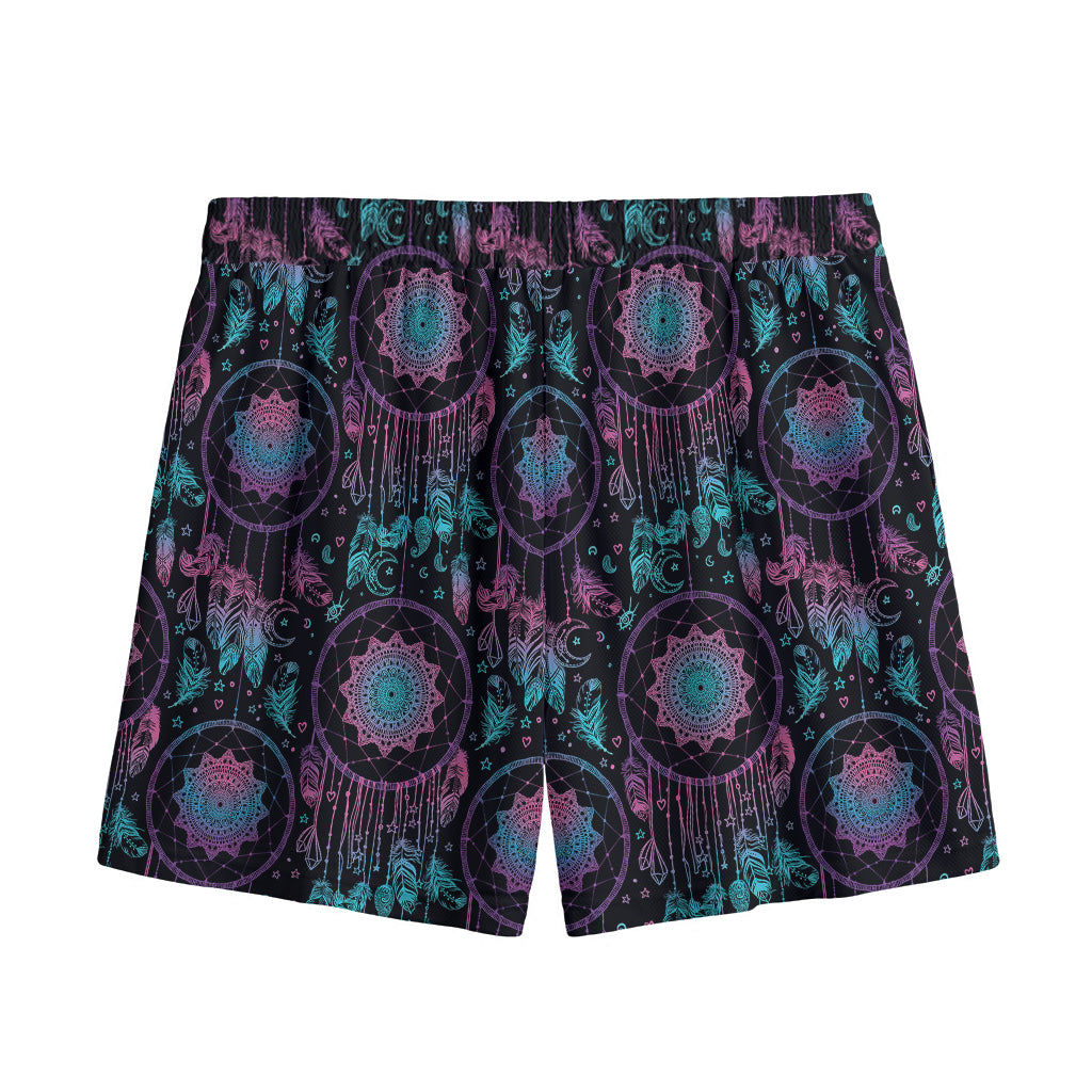 Purple And Blue Dream Catcher Print Mesh Shorts
