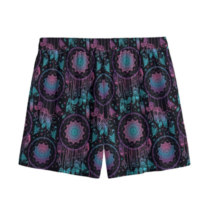 Purple And Blue Dream Catcher Print Mesh Shorts