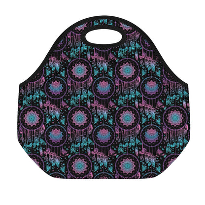 Purple And Blue Dream Catcher Print Neoprene Lunch Bag