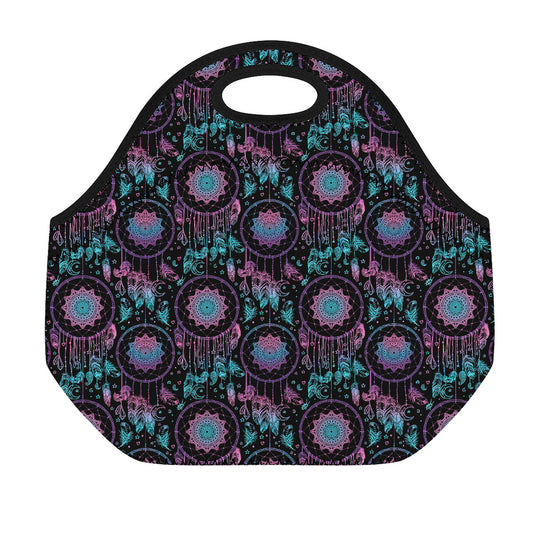 Purple And Blue Dream Catcher Print Neoprene Lunch Bag