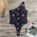 Purple And Blue Dream Catcher Print One Shoulder Bodysuit