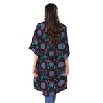 Purple And Blue Dream Catcher Print Open Front Beach Cover Up