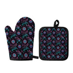 Purple And Blue Dream Catcher Print Oven Mitt And Pot Holder Set