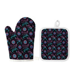 Purple And Blue Dream Catcher Print Oven Mitt And Pot Holder Set