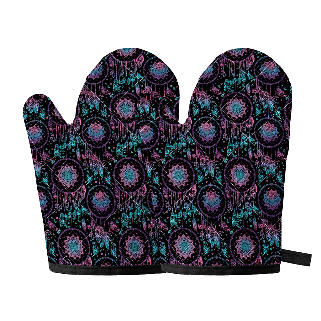 Purple And Blue Dream Catcher Print Oven Mitts