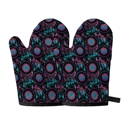 Purple And Blue Dream Catcher Print Oven Mitts