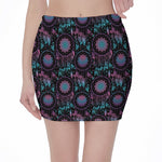 Purple And Blue Dream Catcher Print Pencil Mini Skirt
