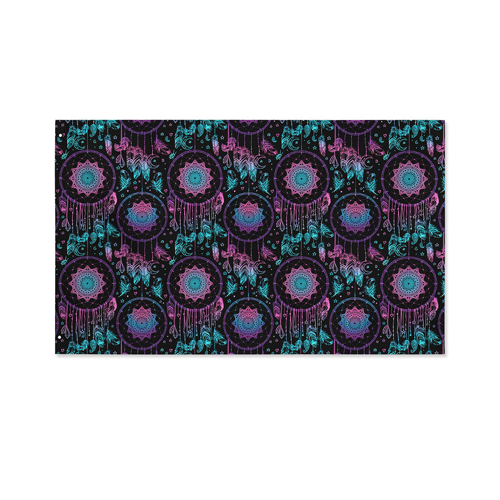 Purple And Blue Dream Catcher Print Polyester Flag