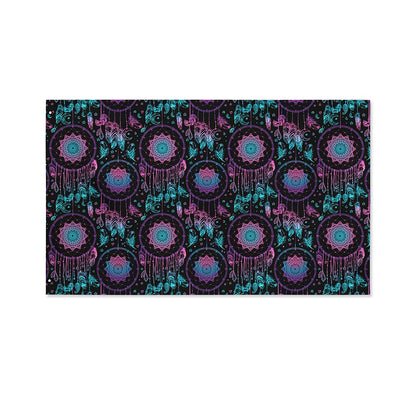 Purple And Blue Dream Catcher Print Polyester Flag