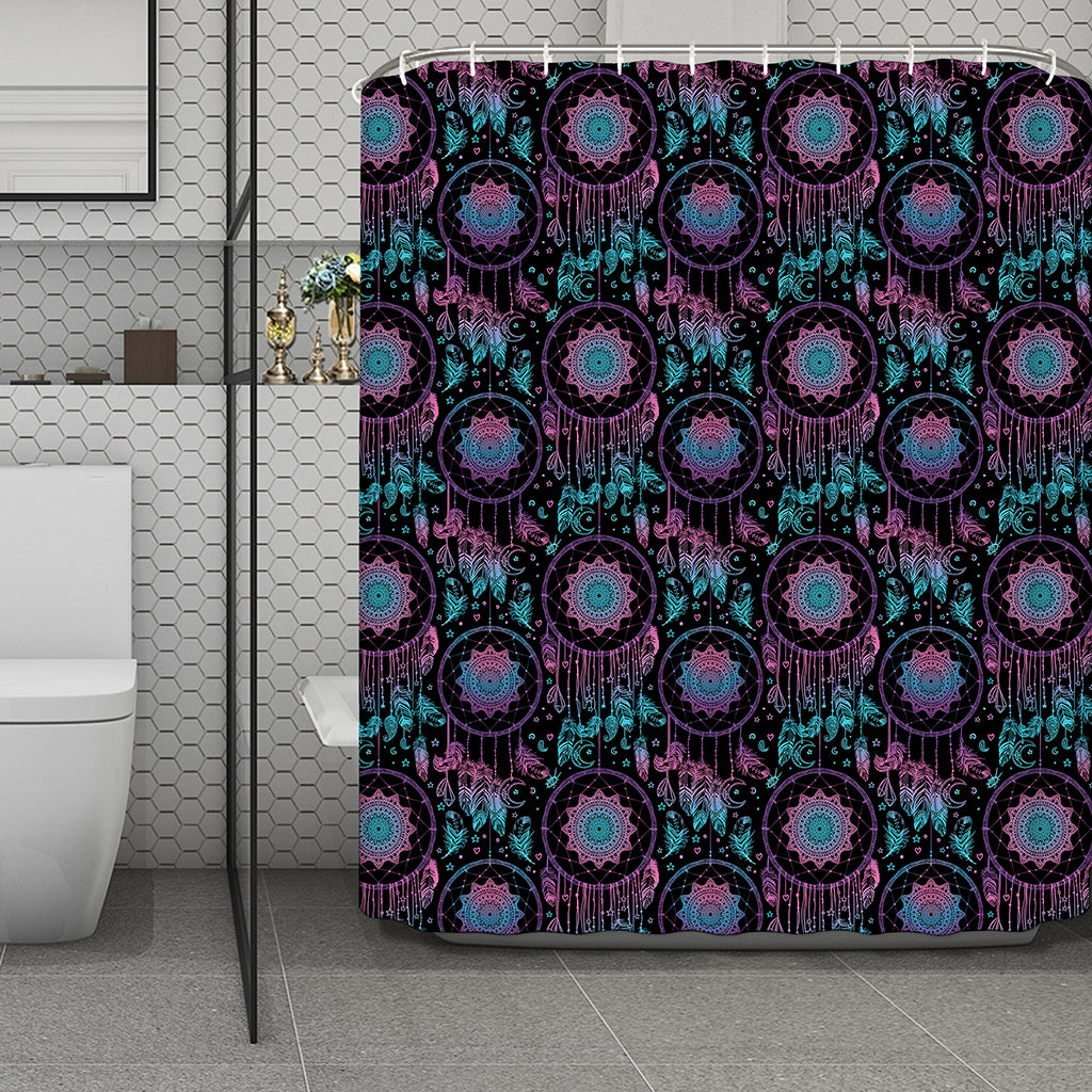 Purple And Blue Dream Catcher Print Polyester Shower Curtain