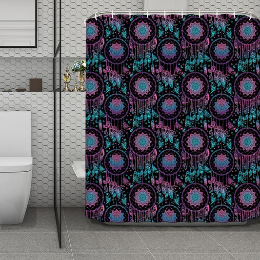 Purple And Blue Dream Catcher Print Polyester Shower Curtain