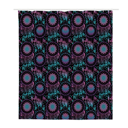 Purple And Blue Dream Catcher Print Polyester Shower Curtain