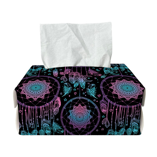 Purple And Blue Dream Catcher Print Rectangle Tissue Box Cover