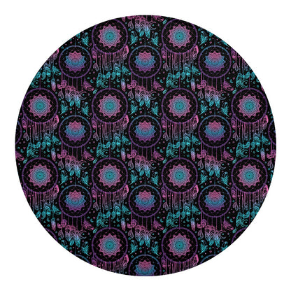 Purple And Blue Dream Catcher Print Round Blanket