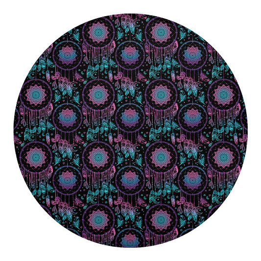Purple And Blue Dream Catcher Print Round Blanket