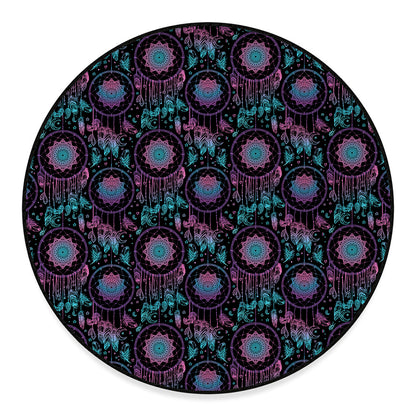 Purple And Blue Dream Catcher Print Round Floor Mat