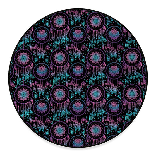 Purple And Blue Dream Catcher Print Round Floor Mat