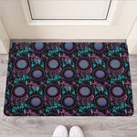 Purple And Blue Dream Catcher Print Rubber Doormat