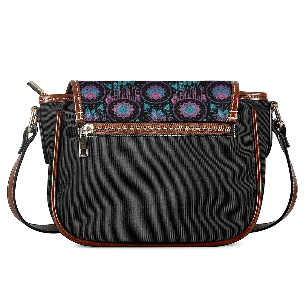 Purple And Blue Dream Catcher Print Saddle Bag