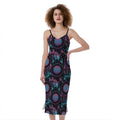 Purple And Blue Dream Catcher Print Slim Fit Midi Cami Dress