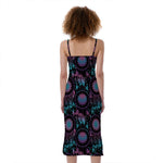 Purple And Blue Dream Catcher Print Slim Fit Midi Cami Dress
