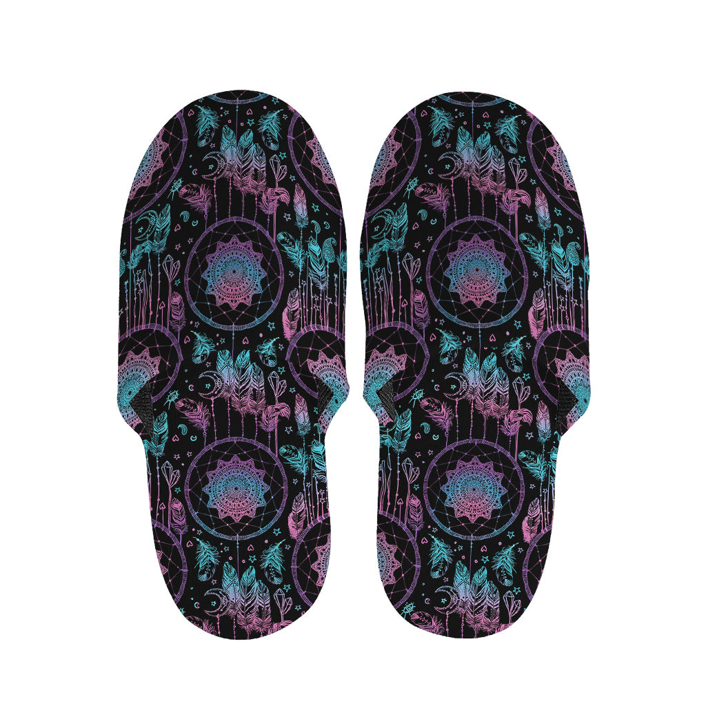 Purple And Blue Dream Catcher Print Slippers