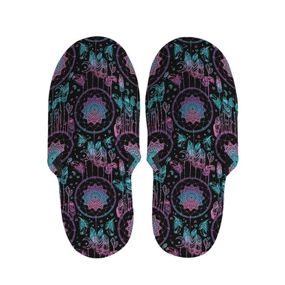 Purple And Blue Dream Catcher Print Slippers