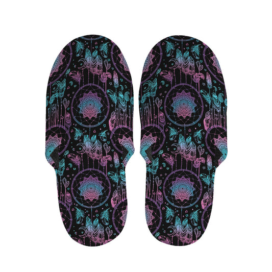 Purple And Blue Dream Catcher Print Slippers