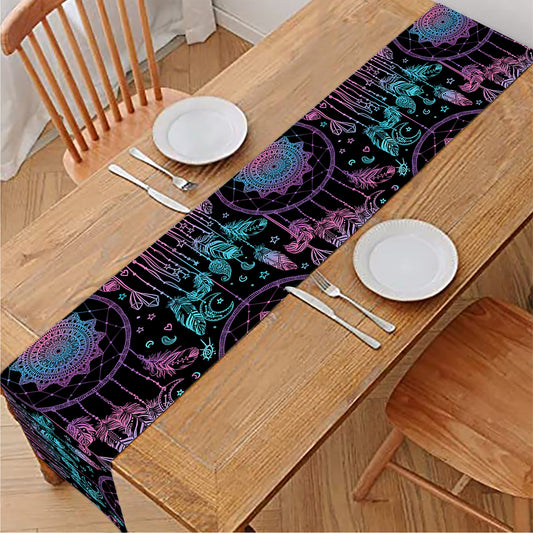 Purple And Blue Dream Catcher Print Table Runner
