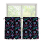 Purple And Blue Dream Catcher Print Tier Curtains