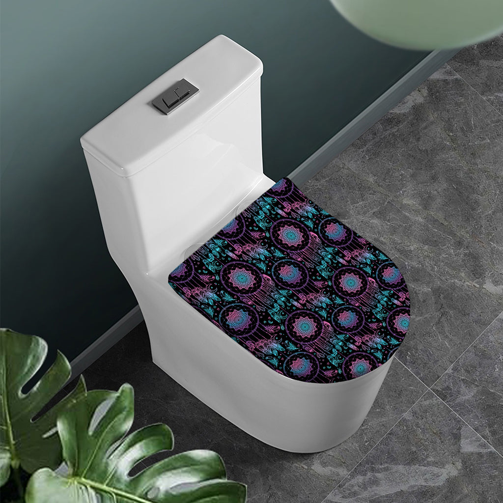 Purple And Blue Dream Catcher Print Toilet Lid Cover
