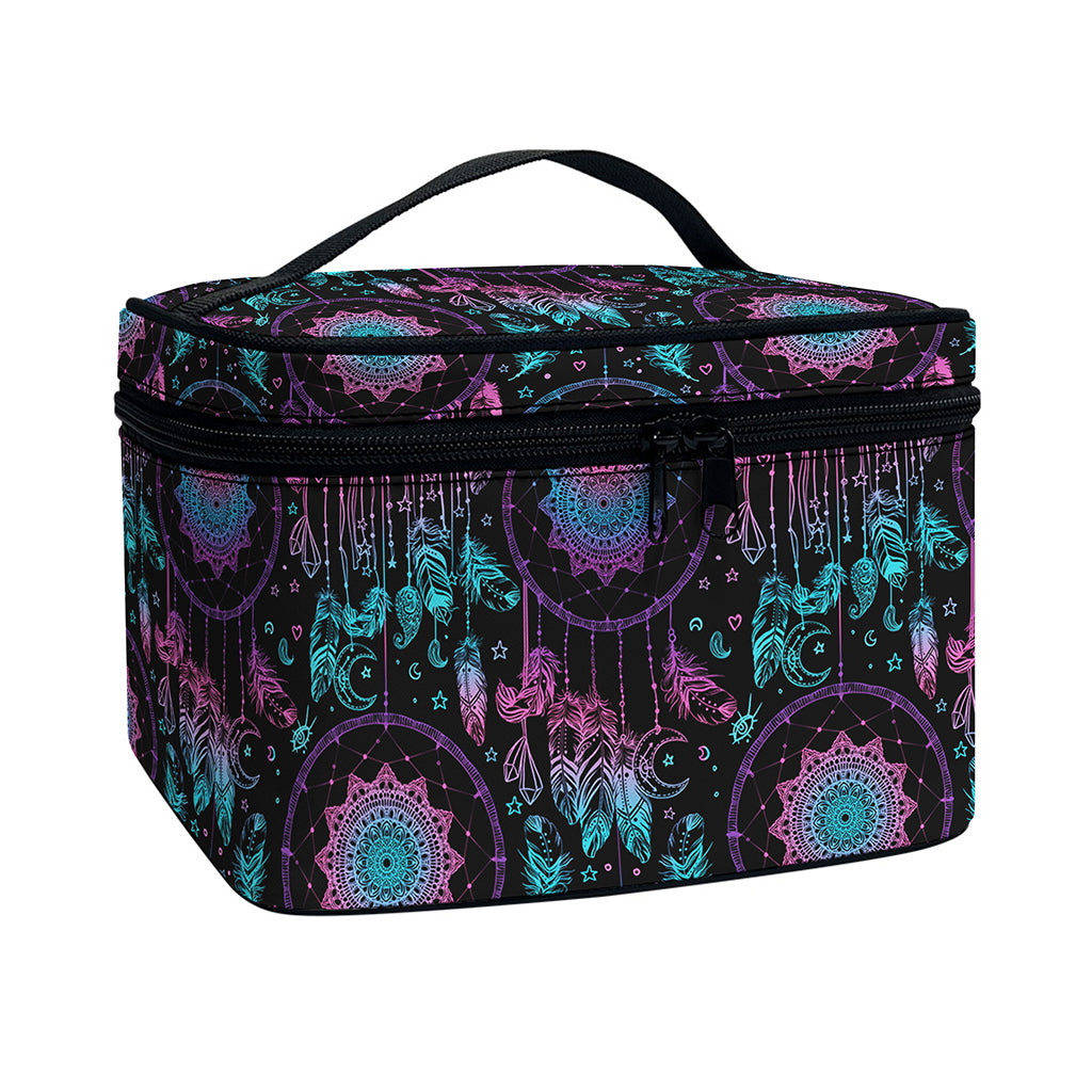 Purple And Blue Dream Catcher Print Travel Makeup Bag