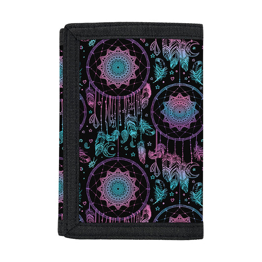 Purple And Blue Dream Catcher Print Trifold Wallet