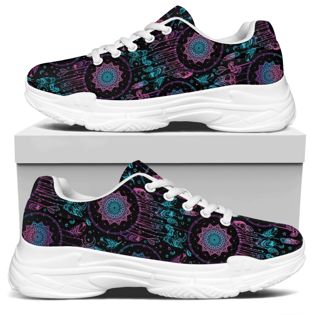 Purple And Blue Dream Catcher Print White Chunky Shoes