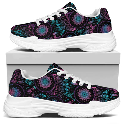 Purple And Blue Dream Catcher Print White Chunky Shoes